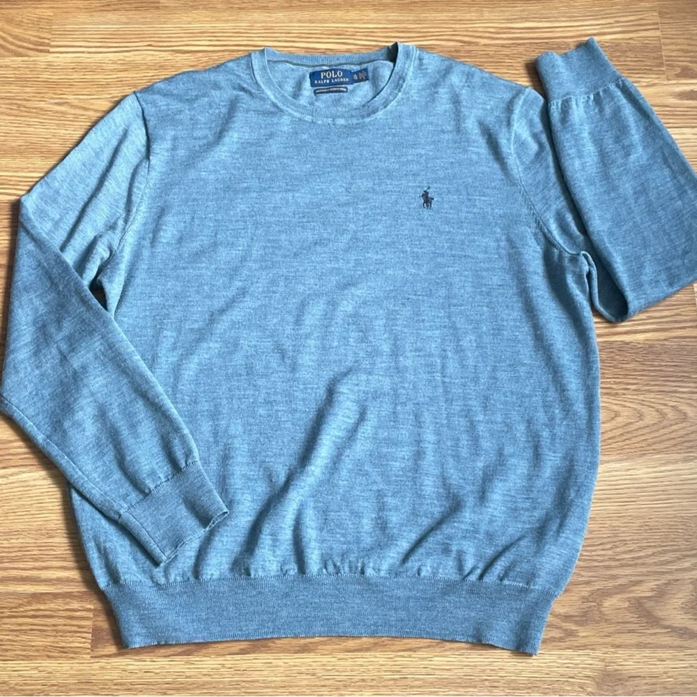 Polo Ralph Lauren Washable Merino Wool Light  Blue Sweater  XL Pullover NWOT